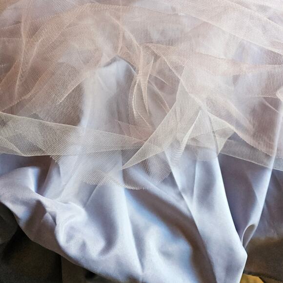 Glamour by Terani Light Peach Blush Beaded Sleeveless Ball Gown Prom Dress 14 L - Picture 11 of 14